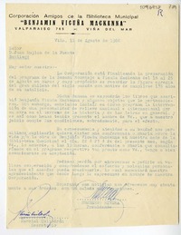 [Carta] 1966 agosto 11, Viña del Mar, Chile [a] Juan Mujica de la Fuente, Santiago