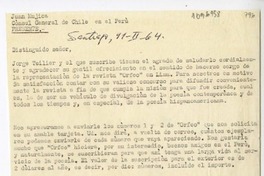 [Carta] 1964 febrero 11, Santiago, Chile [a] Juan Mujica, Lima, Perú