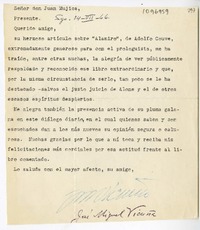 [Carta] 1966 julio 14, Santiago, Chile [a] Juan Mujica