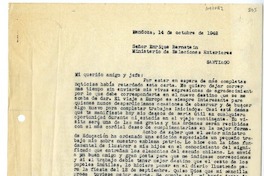 [Carta] 1948 octubre 14, Mendoza, Argentina [a] Enrique Bernstein, Santiago, Chile