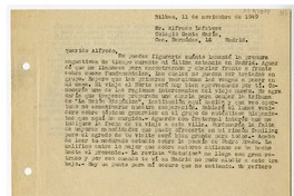 [Carta] 1949 noviembre 11, Bilbao, España [a] Alfredo Lefevbre, Madrid