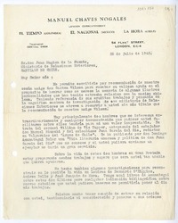 [Carta] 1943 julio 28, Londres, Inglaterra [a] Juan Mujica de la Fuente, Santiago, Chile