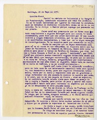 [Carta] 1930 mayo 28, Santiago, Chile [a] Juan Mujica de la Fuente