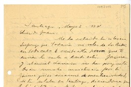 [Carta] 1928 mayo 2, Santiago, Chile [a] Juan Mujica de la Fuente