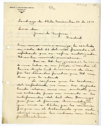 [Carta] 1930 diciembre 26, Santiago, Chile [a] Juan Mujica de la Fuente, Madrid, España