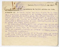 [Tarjeta] 1943 septiembre 3, Curicó, Chile [a] Juan Mujica de la Fuente