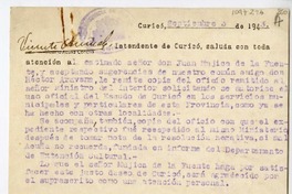 [Tarjeta] 1943 septiembre 3, Curicó, Chile [a] Juan Mujica de la Fuente