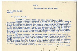 [Carta] 1933 agosto 16, Santander, España [a] Juan Mujica de la Fuente, Madrid