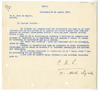 [Carta] 1933 agosto 18, Santander, España [a] Juan Mujica de la Fuente, Madrid