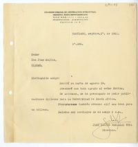 [Carta] 1951 septiembre 1, Santiago, Chile [a] Juan Mujica de la Fuente