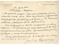 [Carta] 1935 agosto 30, Vizcaya, España [a] Juan Mujica de la Fuente