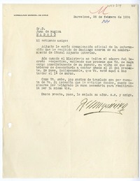 [Carta] 1934 febrero 26, Barcelona, España [a] Juan Mujica de la Fuente, Madrid