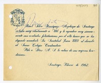 [Tarjeta] 1962 febrero 2, Santiago, Chile [a] Juan Mujica de la Fuente