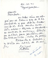 [Carta] 1971 octubre 21, Tegucigalpa, Honduras [a] Humberto Díaz-Casanueva