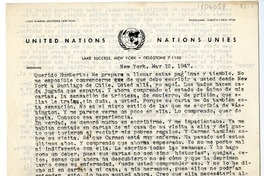 [Carta] 1947 mayo 12, Nueva York [a] Humberto Díaz-Casanueva