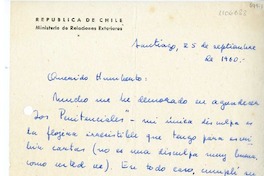 [Carta] 1960 septiembre 25, Santiago, Chile [a] Humberto Díaz-Casanueva