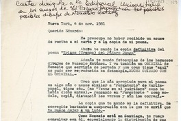 [Carta] 1981 noviembre 4, Nueva York [a] Eduardo [Castro Le-Fort]