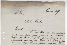 [Carta] 1929 ene. Santiago, Chile [a] Pedro Prado