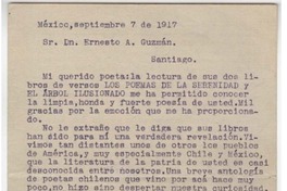 [Carta] 1917 sep. 7, México [a] Ernesto A. Guzmán