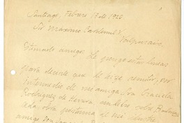 [Carta] 1926 febrero 17, Santiago, Chile [a] Máximo Cardemil