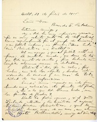 [Carta] 1915 julio 21, Taltal, Chile [a] Ricardo Latcham.