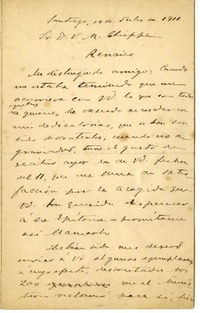 [Carta] 1911 julio 14, Santiago, Chile [a] Víctor M. Chiappa