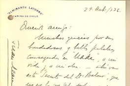 [Tarjeta] 1936 oct. 29, Santiago, Chile [a] Gonzalo Drago