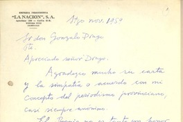 [Carta] 1959 noviembre, Santiago, Chile [a] Gonzalo Drago