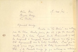 [Carta] 1943 nov. 17, Santiago, Chile [a] Gonzalo Drago