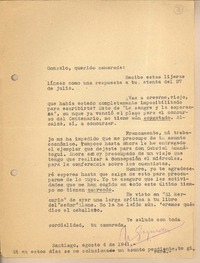 [Carta] 1941 ago. 4, Santiago, Chile [a] Gonzalo Drago