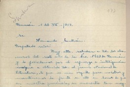 [Carta] 1952 julio 1, Reumén, Chile [a] Fernando Santiván