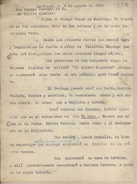 [Carta] 1950 agosto 2, Santiago, Chile [a su esposa]