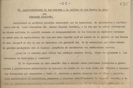 El aprovechamiento de los bosques y la gallina de los huevos de oro