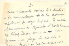 [Sería interesante revisar los cantos a la independencia...]