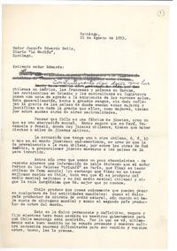 [Carta] 1953 ago. 21, Santiago, Chile [a] Joaquín Edwards Bello