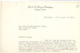 [Carta] 1957 jun. 24, Santiago, Chile [a] Joaquín Edwards Bello