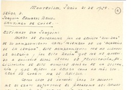 [Carta] 1954 jun. 21, Montevideo, Uruguay [a] Joaquín Edwards Bello