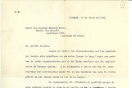[Carta] 1936 ene. 14, Londres, Inglaterra [a] Joaquín Edwards Bello, Santiago, Chile