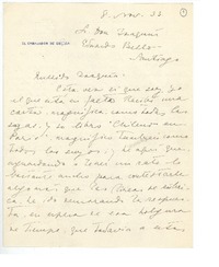 [Carta] 1933 nov. 8, Santiago, Chile [a] Joaquín Edwards Bello