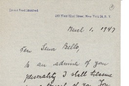 [Carta] 1947 mar. 1, New York [a] Joaquín Edwards Bello