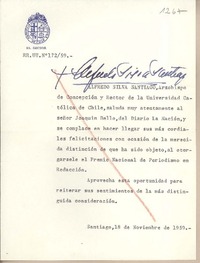 [Tarjeta] 1959 noviembre 18, Santiago, [Chile] [a] Joaquín Edwards Bello