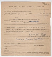 [Telegrama] 1968 marzo 24, Santiago [Chile] [a] Marta Albornoz