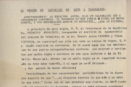 Al margen de captación de agua a Valparaíso