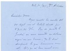 [Carta], 1961 oct. 1, México [a] Doris Dana, [New York]