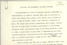 Um poeta, um pensamento: Gabriela Mistral