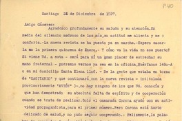 [Carta] 1927 dic. 24, Santiago, Chile [a] Luis Omar Cáceres