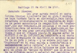 [Carta] 1928 abr. 25, Santiago, Chile [a] Luis Omar Cáceres