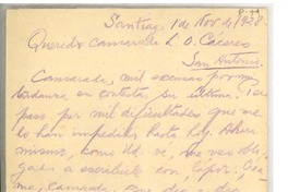 [Carta] 1928 nov. 1, Santiago, Chile [a] Luis Omar Cáceres, San Antonio, Chile