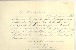 [Carta] 1933 ene. 16, [San Carlos], [Chile] [a] Omar Cáceres