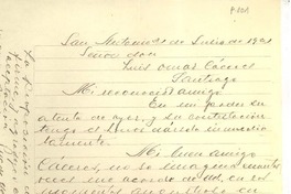 [Carta] 1931 jul. 32, San Antonio, Chile [a] Omar Cáceres, Santiago, Chile